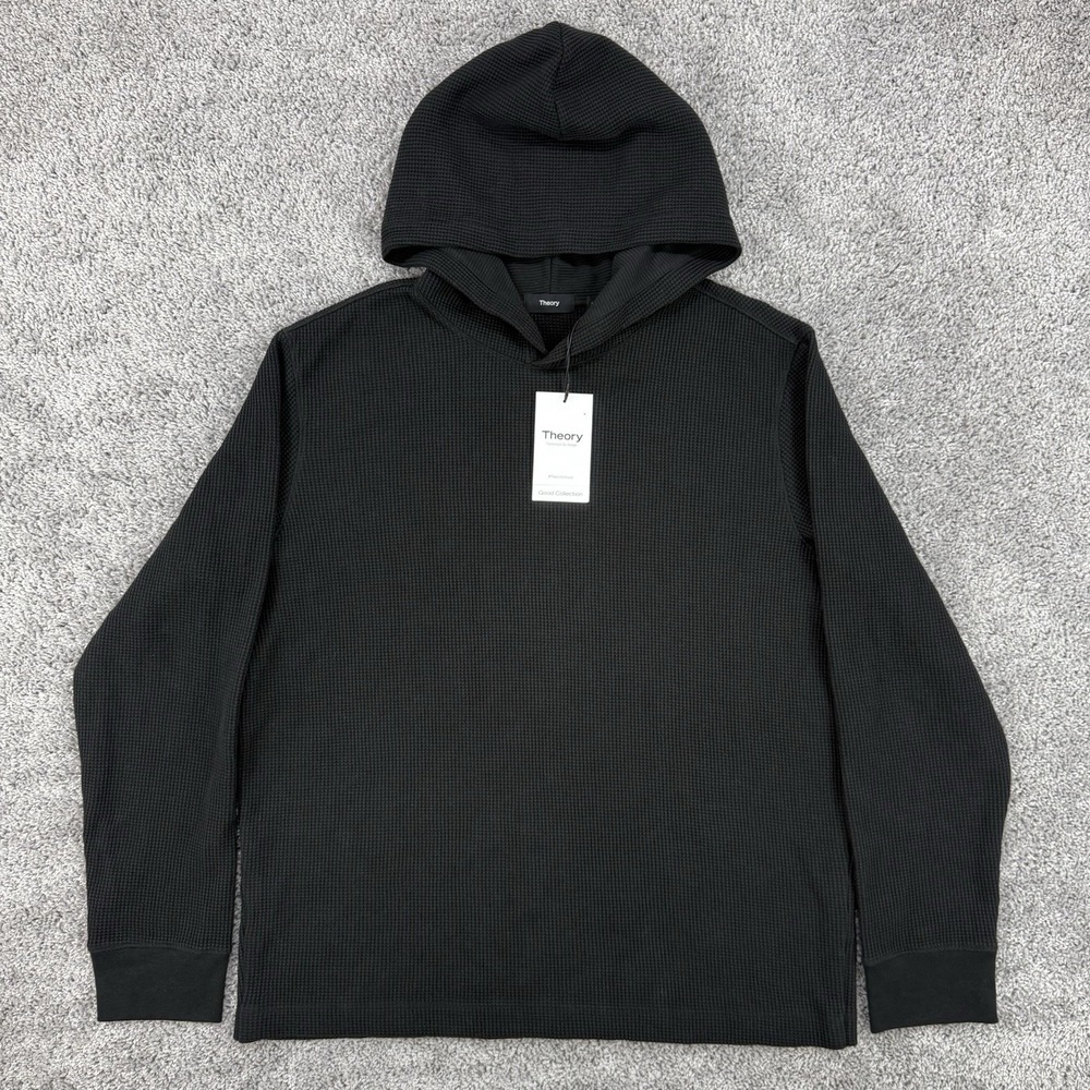 Theory Hoodie Men's XXL Black NWT Mattis Studio Waffle Knit MSRP: $195